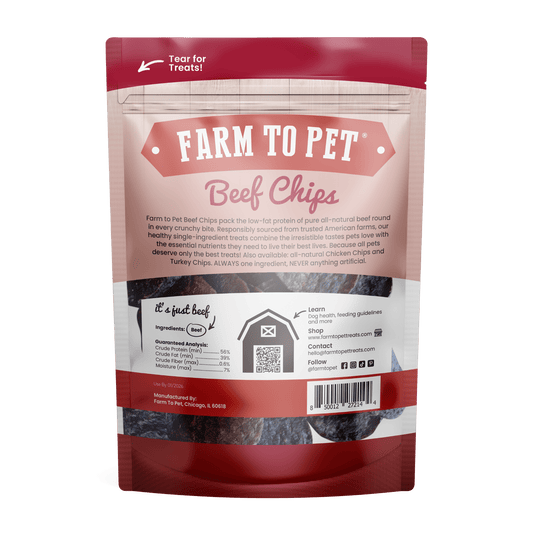 Farm To Pet Beef Chips Human-Grade Dog Treats – 2 sizes