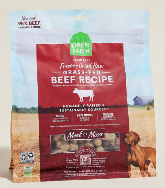 Open Farm Dog Food- Grass-Fed Beef Freeze Dried Raw Morsels 3.5 oz