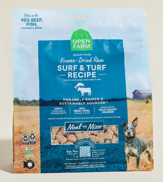 Open Farm Dog Food- Surf & Turf Freeze Dried Raw Morsels 3.5oz