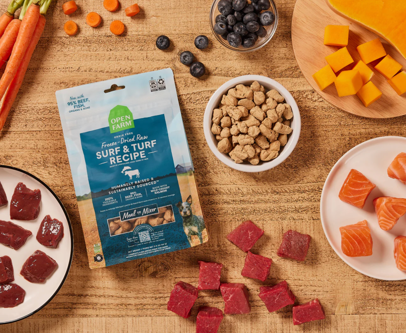 Open Farm Dog Food- Surf & Turf Freeze Dried Raw Morsels 3.5oz