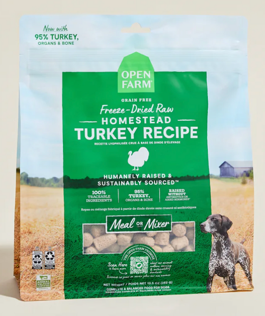 Open Farm Dog Food- Homestead Turkey Freeze Dried Raw Morsels 3.5oz