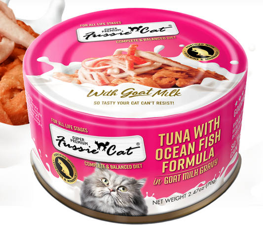Fussie Cat Can- Premium Tuna & Ocean Fish Goat Milk 2.47 oz