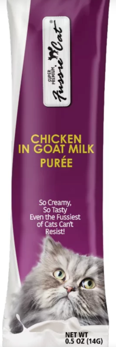 Fussie Cat Treat Puree Chicken Goat Milk