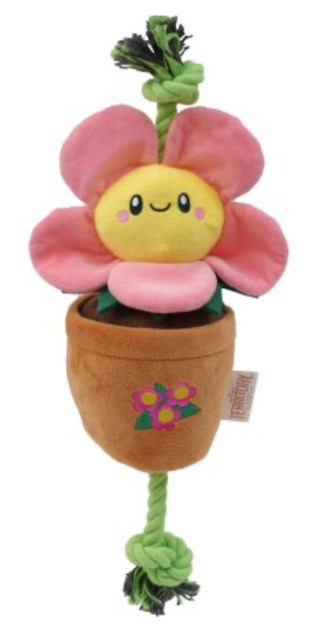 Territory Dog Toy Tug & Treat Pink Flower 16"