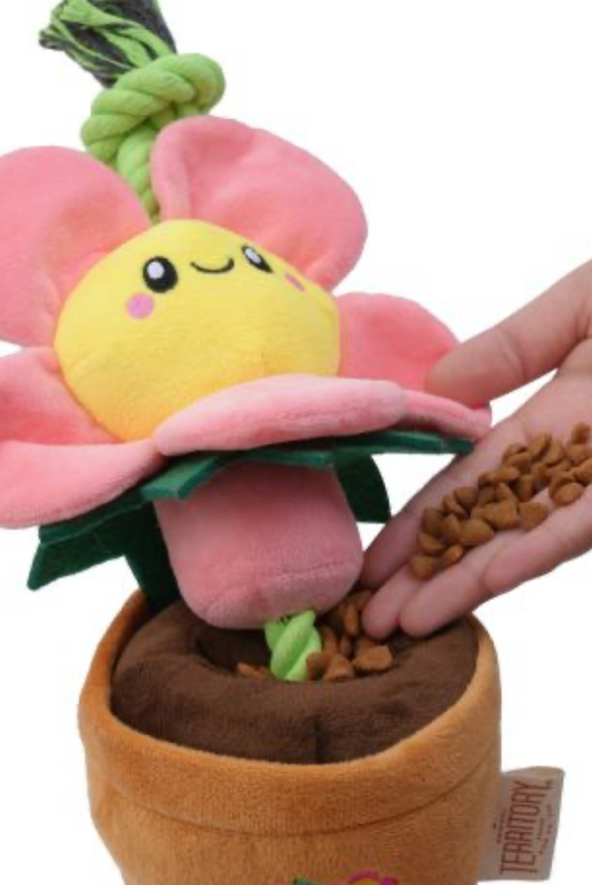 Territory Dog Toy Tug & Treat Pink Flower 16"