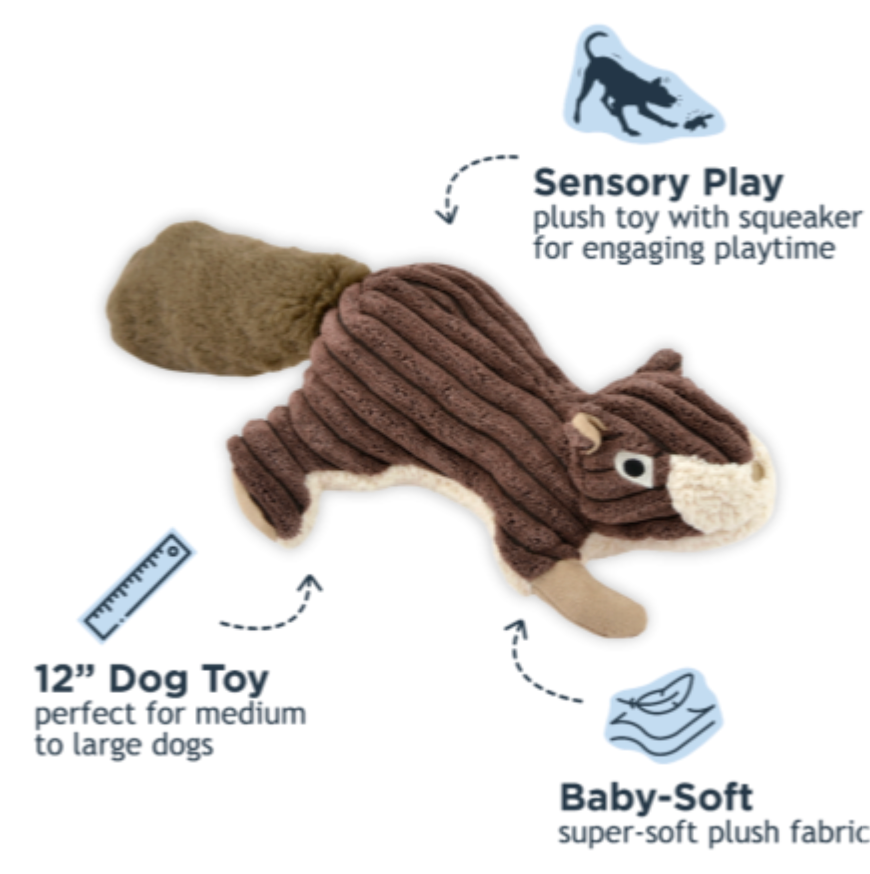 Tall Tails Dog Toy Corduroy Squirrel w/ Squeaker 12"