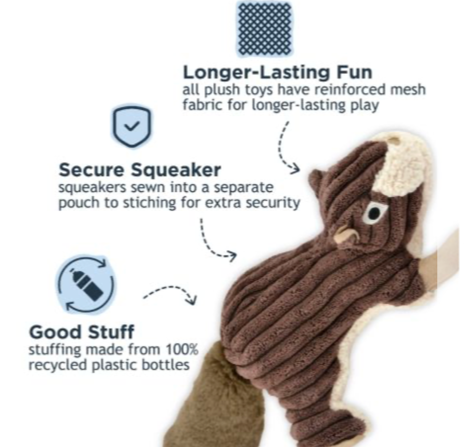 Tall Tails Dog Toy Corduroy Squirrel w/ Squeaker 12"