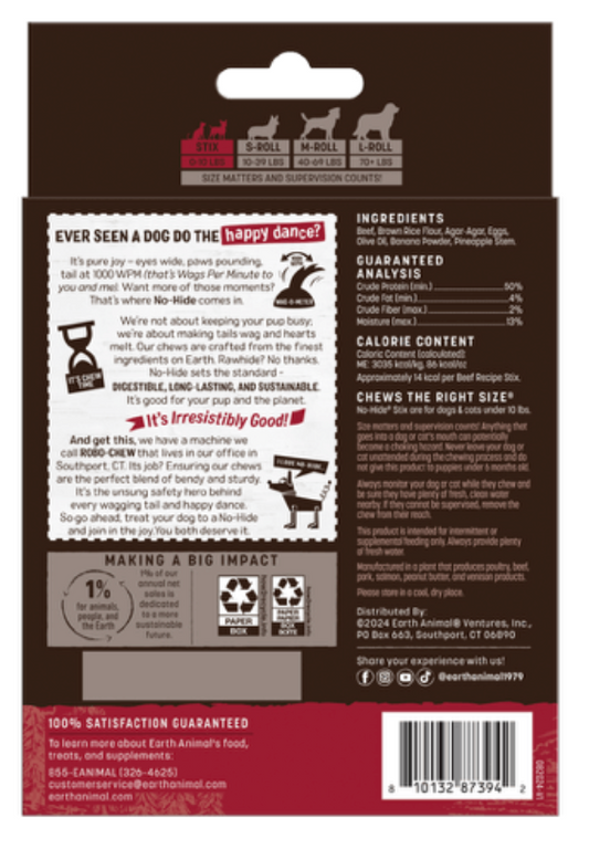 Earth Animal No Hide Value Box BEEF STIX (Individual)