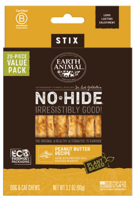 Earth Animal No Hide Value Box PEANUT BUTTER STIX (20 pack)