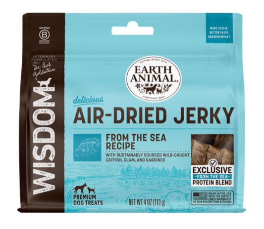 Earth Animal Dog Treat Air Dried Jerky Wisdom From The Sea 4 oz