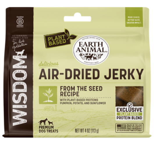 Earth Animal Dog Treat Air Dried Jerky Wisdom From The Seed 4 oz