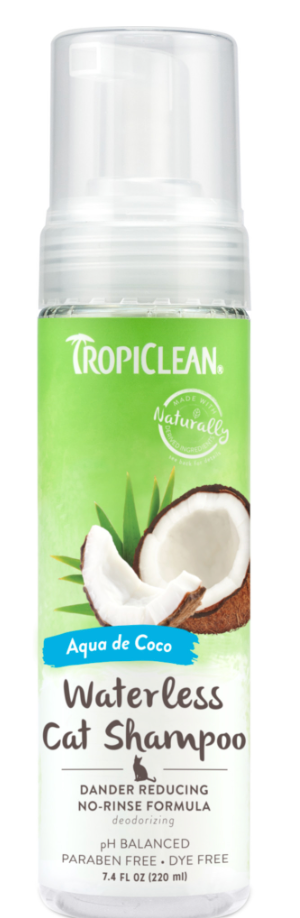 TropiClean Cat Grooming Waterless Shampoo Dander Reducing 7.4 oz