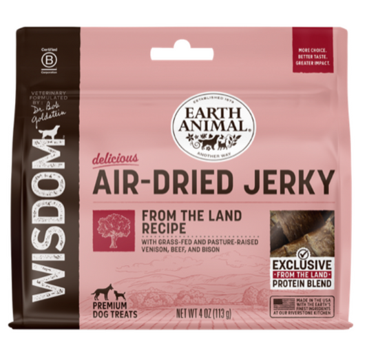 Earth Animal Dog Treat Air Dried Jerky Wisdom From The Land 4 oz