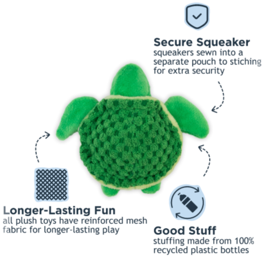 Tall Tails Dog Toy Plush Squeaker Turtle 4"