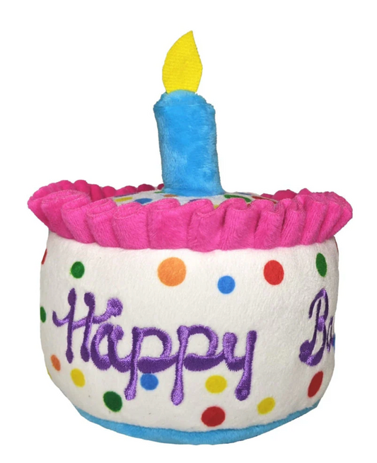 Huxley Kent Dog Toy Power Plush Happy Barkday Cake Small