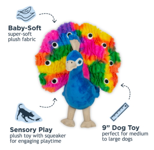 Tall Tails Dog Toy Plush Peacock 9"