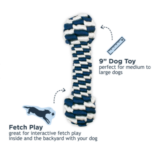 Tall Tails Dog Toy Braided Bone Navy 9"
