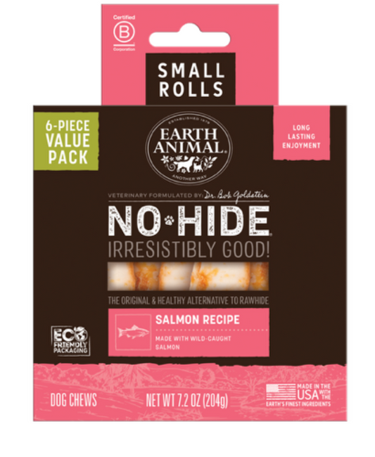 Earth Animal No Hide Rolls Value Box Small Salmon 6 Pack