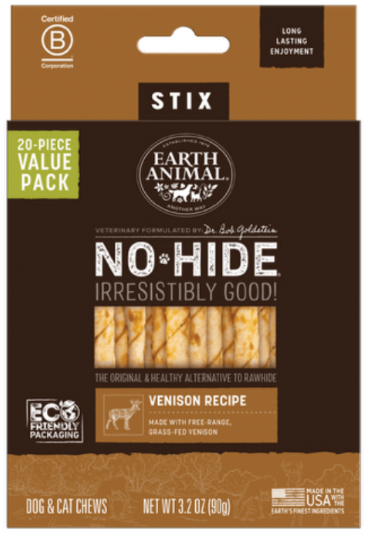 Earth Animal No Hide Value Box VENISON STIX (20 pack)