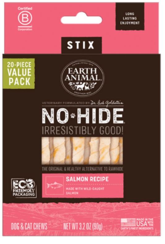 Earth Animal No Hide Value Box SALMON STIX (20 pack)