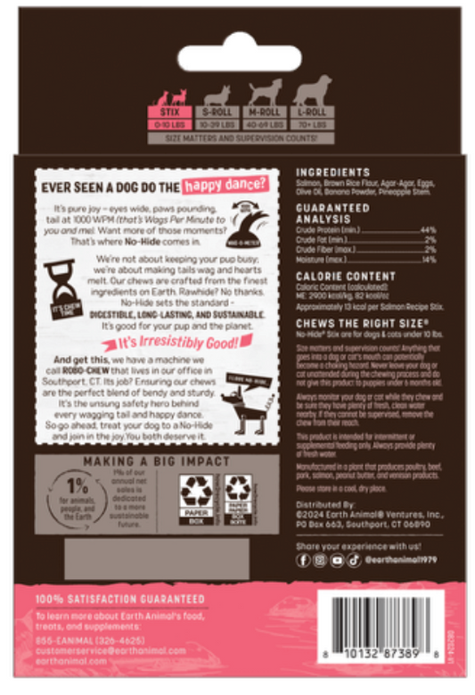 Earth Animal No Hide Value Box SALMON STIX (20 pack)