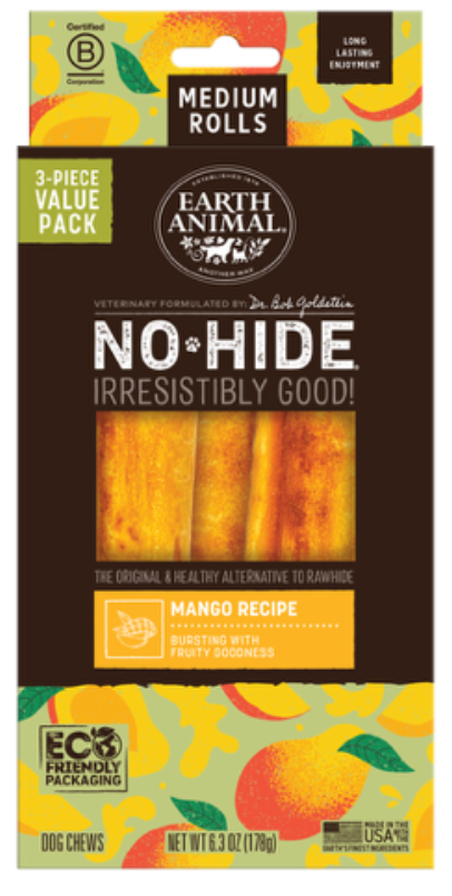 Earth Animal Dog Treat No Hide Rolls Value Box Medium Mango 3 Pack