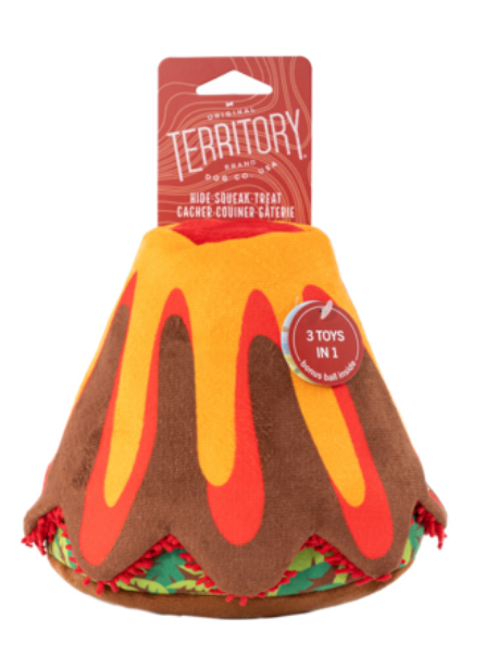 TERRITORY DOG TOY 3 IN 1 VOLCANO 6"
