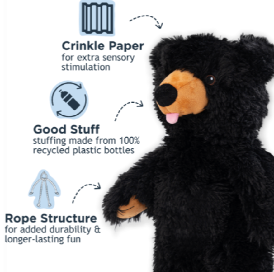 Tall Tails Dog Toy Plush Stuffless Black Bear 20"