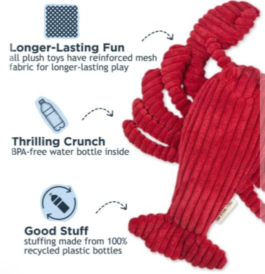 Tall Tails Dog Toy Plush Crunch Lobster 14"