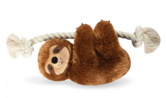 Fringe Studio Dog Toy Brown Sloth On A Rope Plush