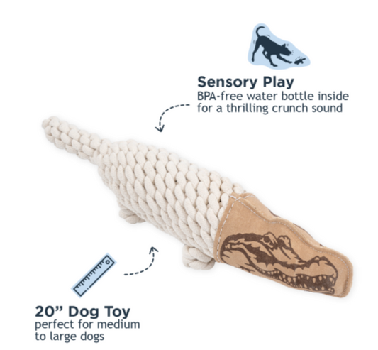 Tall Tails Dog Toy Natual Leather Crunch Crocodile 20"