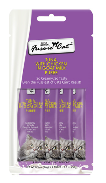 Fussie Cat Tuna w/ Chicken in Goat Milk Puree - 4 pack