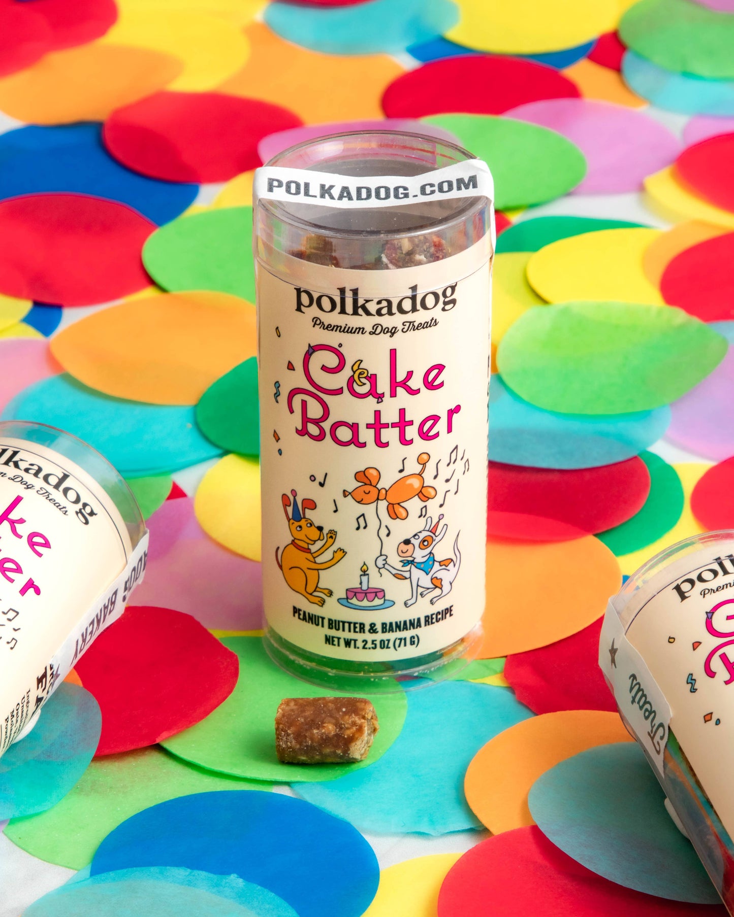 Polkadog Mini Tube: Cake Batter, Peanut Butter & Banana - 2.5oz