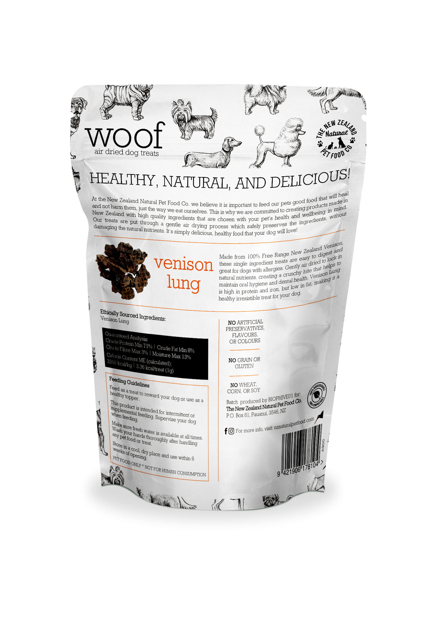 NZ Woof Venison Lung Treats 1.76oz