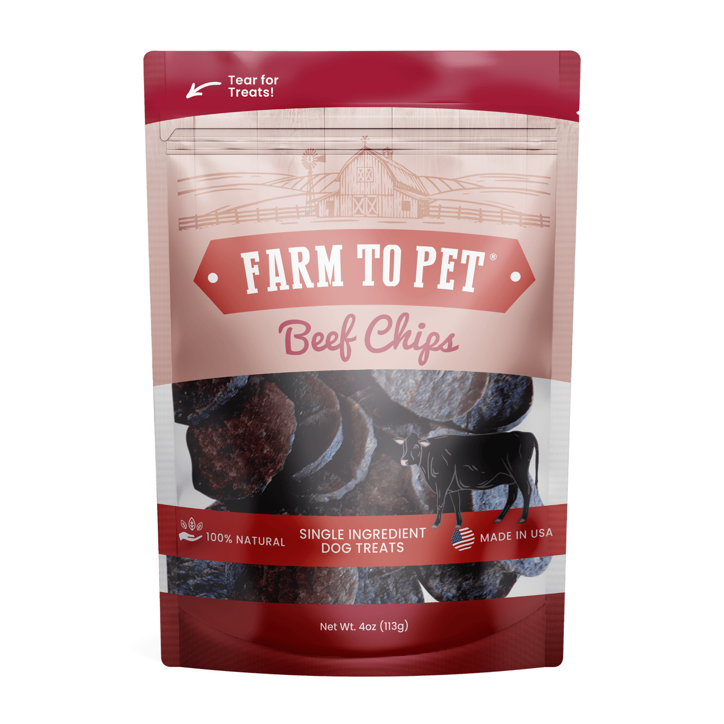 Farm To Pet Beef Chips Human-Grade Dog Treats – 2 sizes