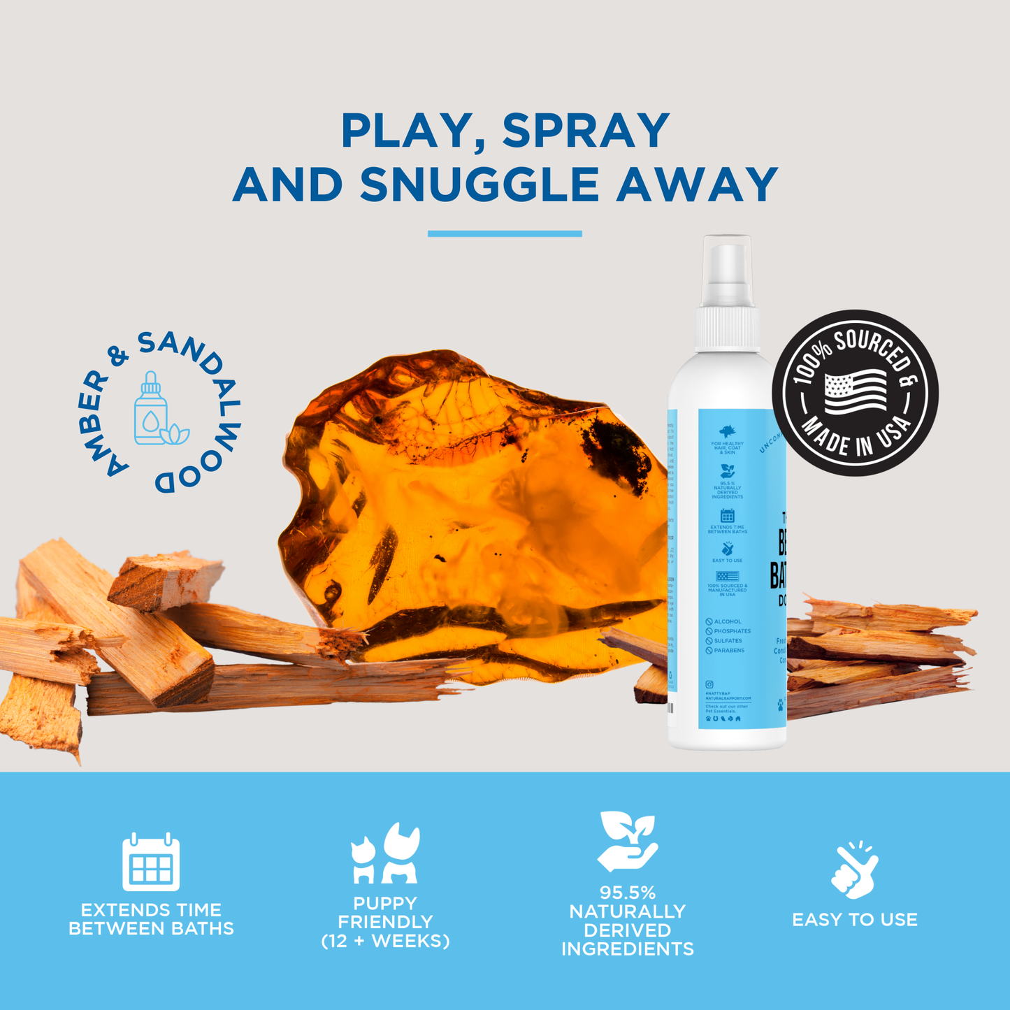 Natural Rapport The Only Between Bath Spray Dogs Need - Amber & Sandalwood