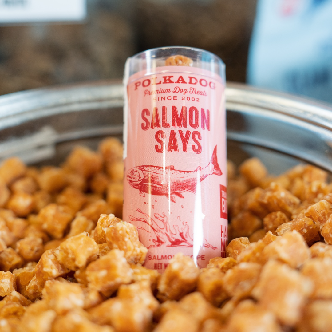 Polkadog Mini Tube: Salmon Says, Training Bits - 2oz