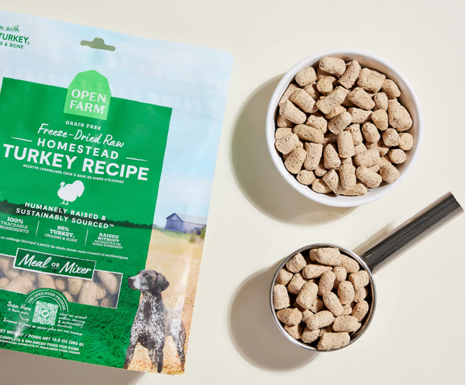 Open Farm Dog Food- Homestead Turkey Freeze Dried Raw Morsels 3.5oz