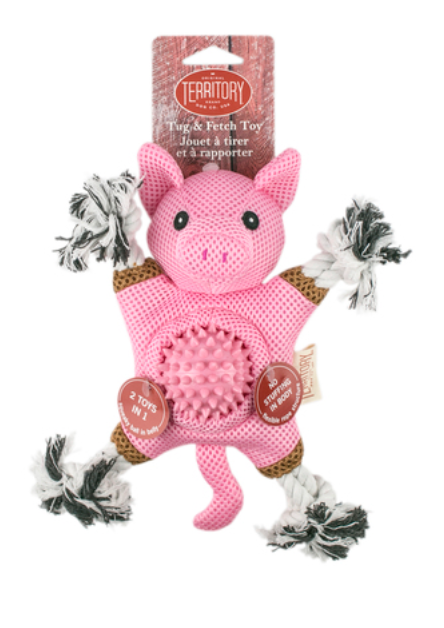 Territory Dog Toy 2 In 1 Farm Friend Pig 10"