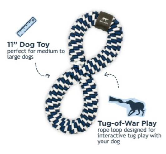 Tall Tails Dog Toy Braided Infinity Tug Navy 11"