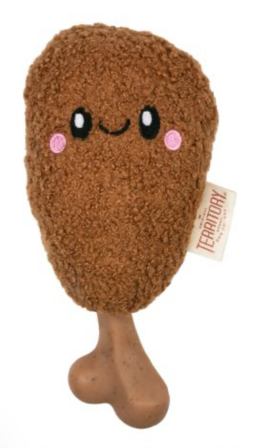 Territory Dog Toy 2 In 1 Plush Chicken Meat On Bone 8"