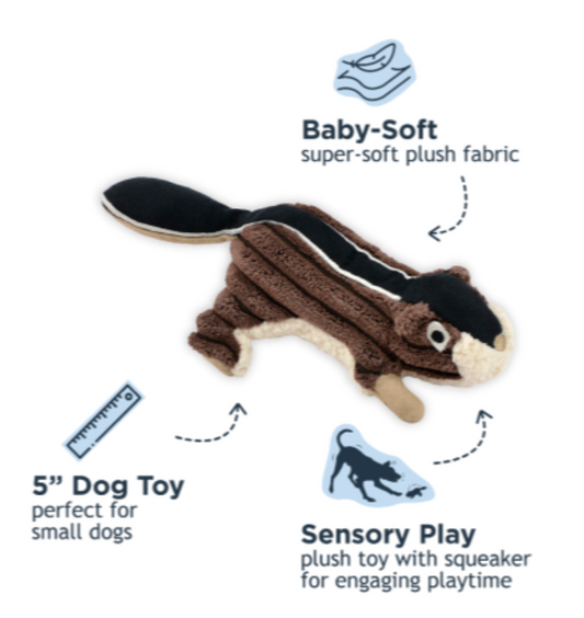Tall Tails Dog Toy Corduroy Chipmunk w/ Squeaker Brown 5"