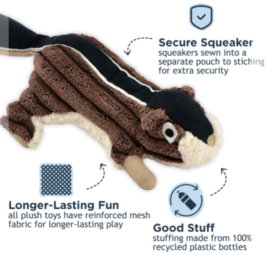 Tall Tails Dog Toy Corduroy Chipmunk w/ Squeaker Brown 5"