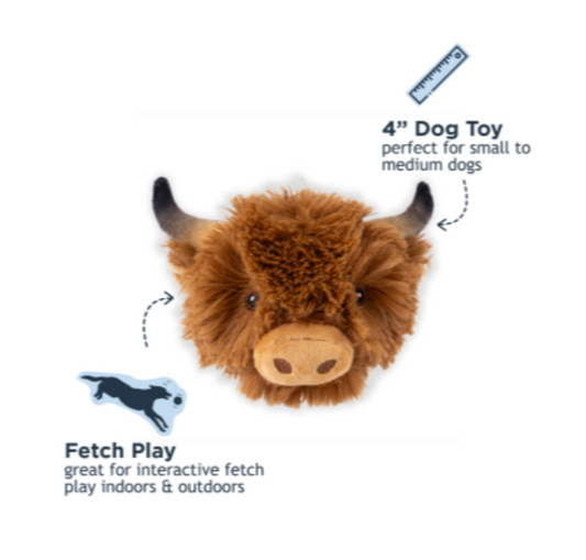 Tall Tails Dog Toy 2 In 1 Highland Cow Head 4"