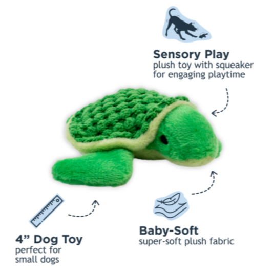 Tall Tails Dog Toy Plush Squeaker Turtle 4"