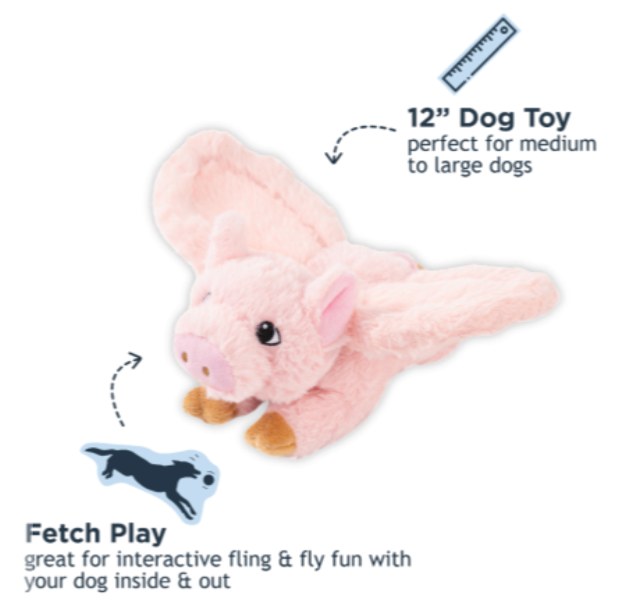 Tall Tails Dog Toy Plush Flying Pig 12"