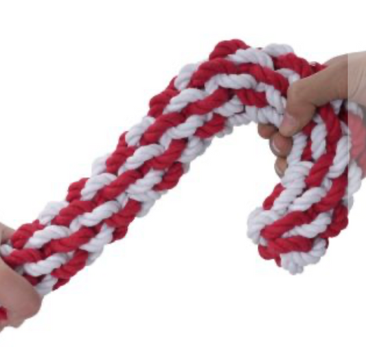 TERRITORY HOLIDAY DOG TOY CANDY CANE BRAIDED ROPE