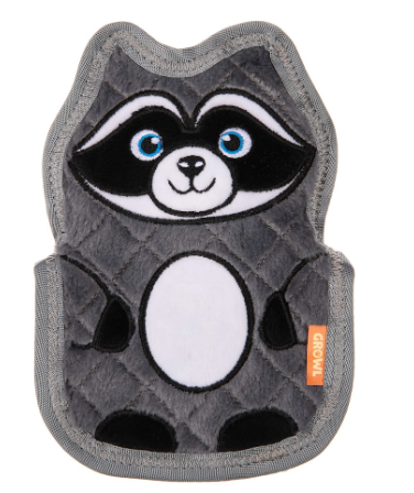 Growl Dog Toy Flip Floppz Raccoon Gray