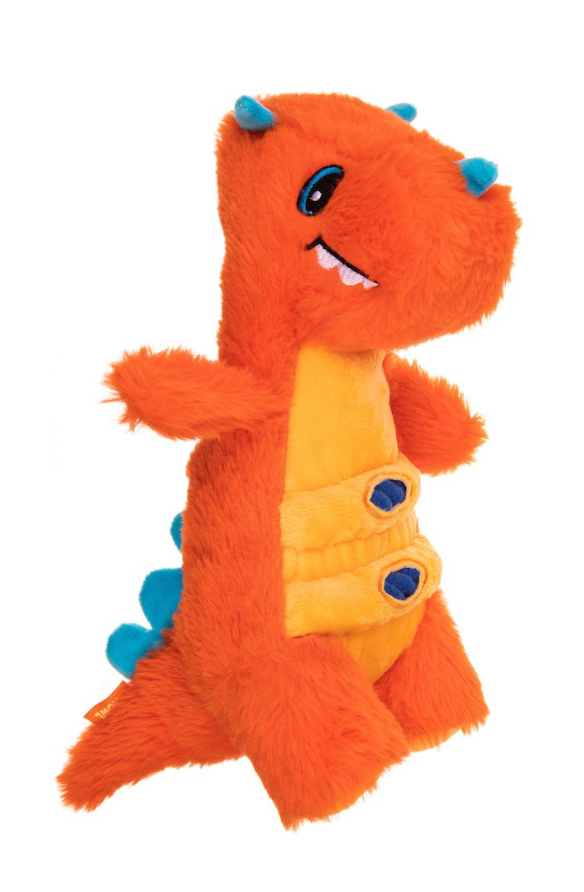 Growl Dog Toy Stomperz Dino Orange