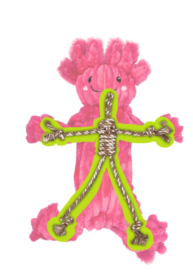 Hugglehounds Dog Toy Rope X-Brace Axolotl Small